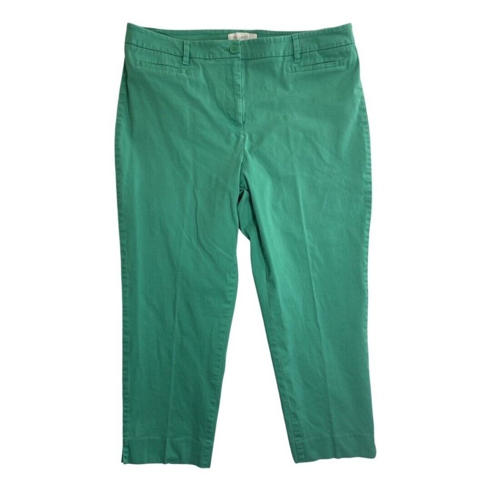 Talbots Ankle Pants Women's 16 Kelly Green Pockets Stretch Casual Career Wear